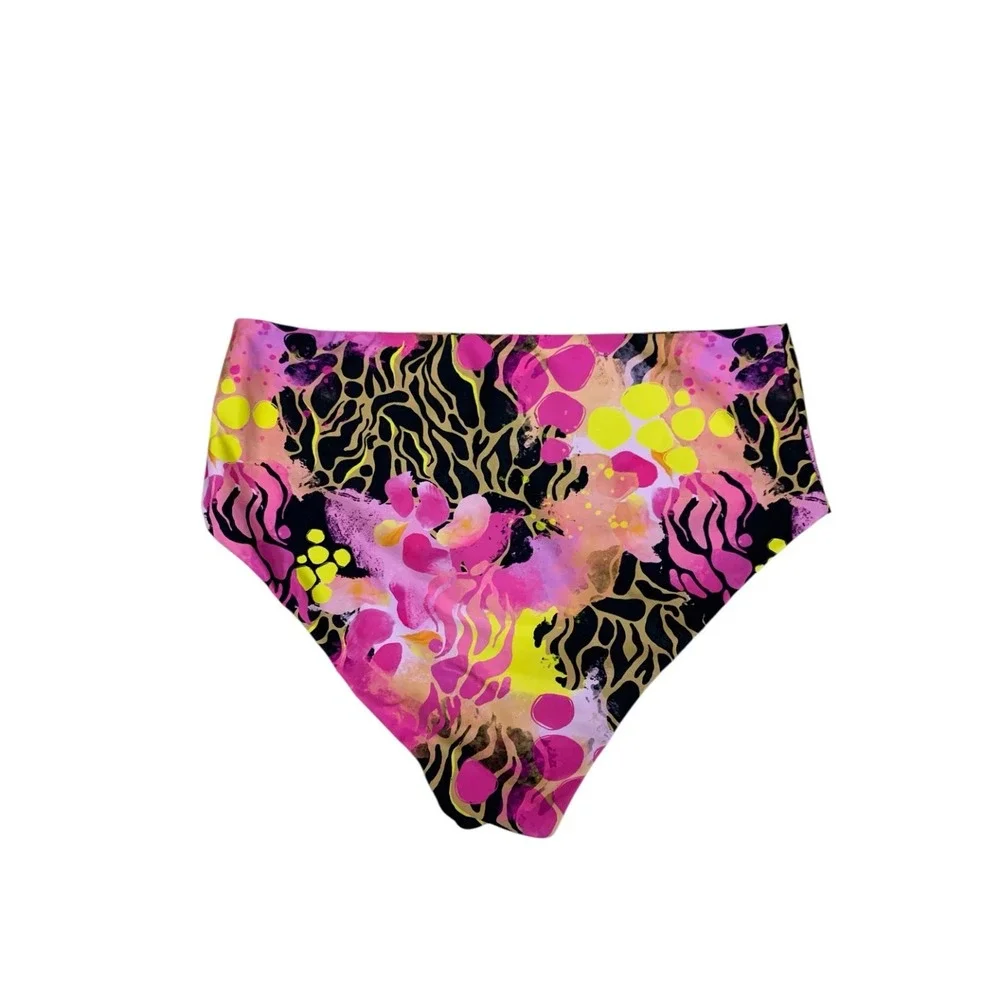 Infamous Swim Womens 3XL Kasey Rainbow Print High Rise Swim Bottoms